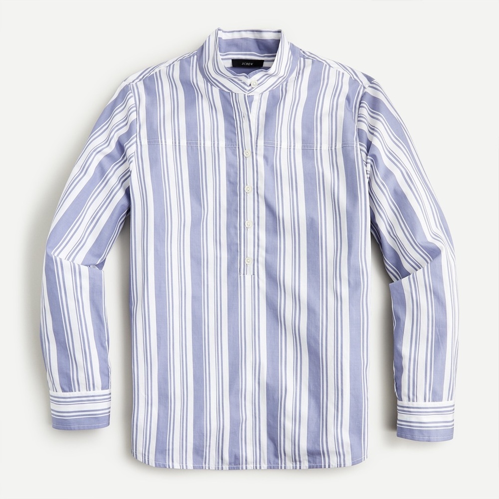 J. CREW Band Collar Poplin Tunic Blouse